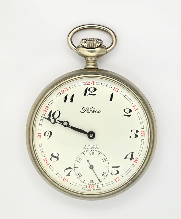 Perseo Incabloc - Orologio da tasca con scappamento ad ancora remontoir da uomo in metallo 