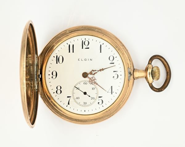 Elgin Natl. Watch Co. U.S.A. - Orologio da tasca a savonette con scappamento ad ancora remontoir da uomo in metallo placcato in oro giallo