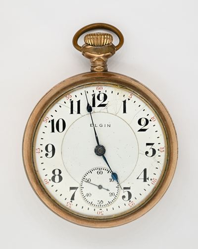 Elgin, Father Time — Orologio da tasca, placcato in oro giallo, scappamento ad ancora remontoir