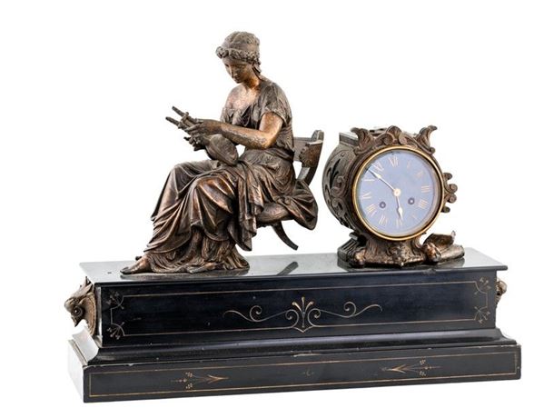 OROLOGIO DA TAVOLO IN BRONZO BRUNITO