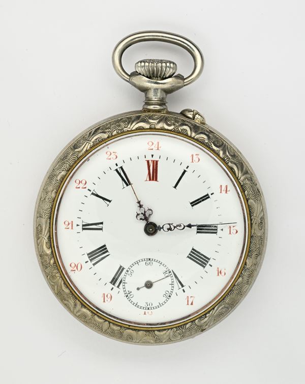 Anonimo - Orologio da tasca con scappamento a cilindro remontoir da uomo in metallo argentato  (inizi XX secolo)  - Auction Time Auction - Pocket Watches - Casa d'Aste Arcadia