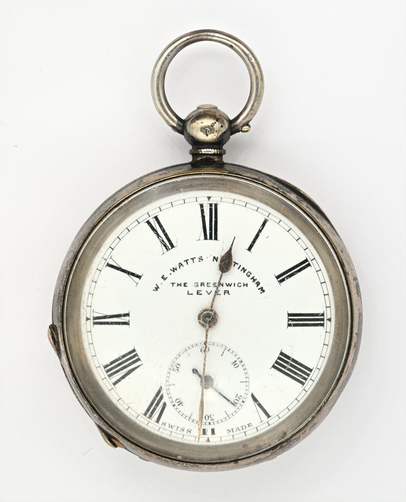 W. E. Watts, The Greenwich Lever - Orologio da tasca in argento 935/000 con scappamento ad ancora...