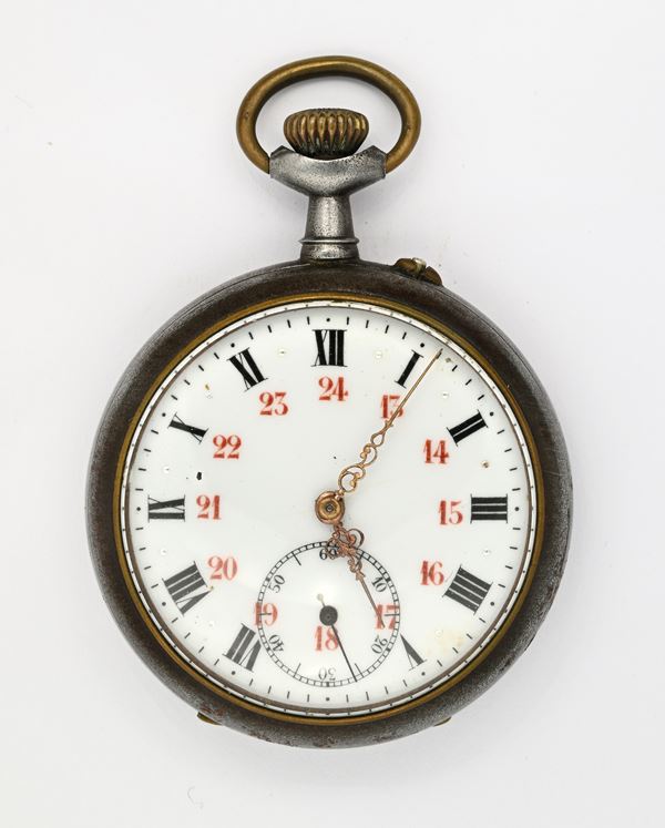 Anonimo - Orologio da tasca con scappamento a cilindro remontoir da uomo in metallo brunito  (1910/20 circa)  - Auction Time Auction - Pocket Watches - Casa d'Aste Arcadia