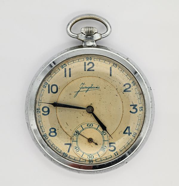 Junghans (Cal 47G) - Orologio da tasca con scappamento ad ancora remontoir da uomo in metallo cromato  (anni '30)  - Auction Time Auction - Pocket Watches - Casa d'Aste Arcadia
