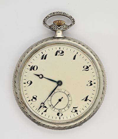 Longines, Orologio da tasca con scappamento ad ancora remontoir in argento 900/000