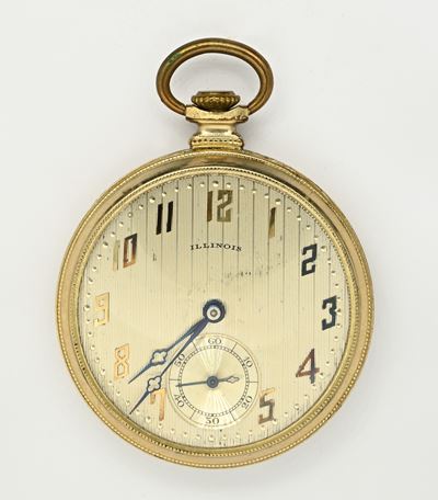 Illinois Watch Co., Orologio da tasca “Roosevelt” con scappamento ad ancora e regolazione microme...