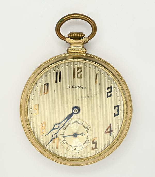 Illinois Watch Co. Springfield "Roosevelt" - Orologio da tasca con scappamento ad ancora con regolazione micrometrica remontoir da uomo in metallo dorato  (anni '40)  - Auction Time Auction - Pocket Watches - Casa d'Aste Arcadia