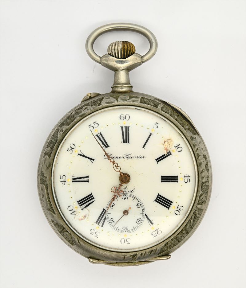 Associazione Ouvrière d’Horlogerie, Orologio da tasca con scappamento a cilindro, remontoir e car...