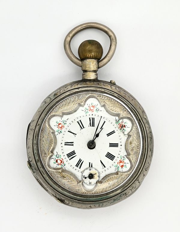 Tissot - Orologio da tasca con scappamento a cilindro remontoir da uomo in metallo argentato 