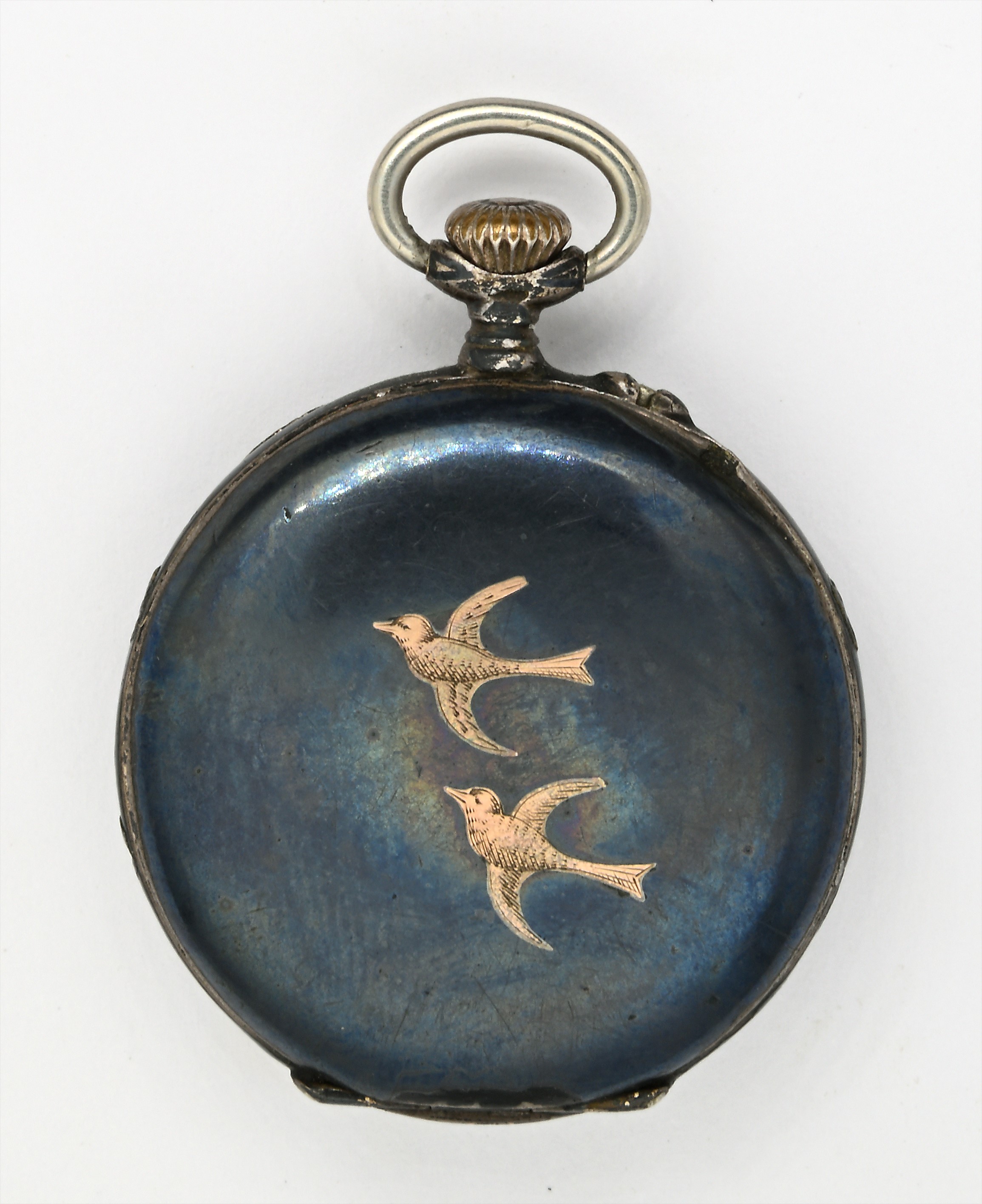 G.T., Orologio da tasca da donna con scappamento a cilindro, remontoir e cassa in argento 900/000...