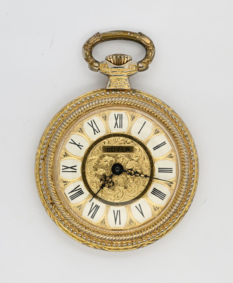 Odyla, Orologio da tasca con scappamento ad ancora remontoir in metallo dorato (Cal. UNITAS 640)