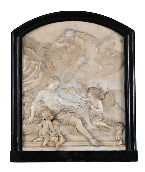 Bassorilievo in marmo bianco raffigurante Danae, XVIII secolo
