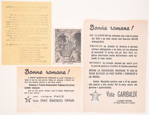 Volantini propagandistici elettorali rivolti alle donne e contro il comunismo, Italia, 1948