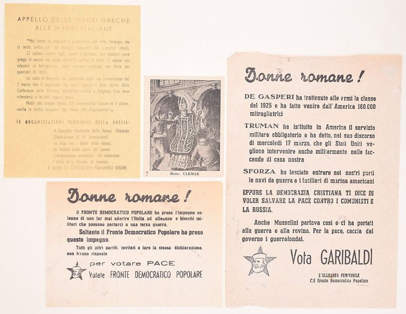 Italia, Volantini propagandistici elettorali (18 aprile 1948) rivolti alle donne e anticomunisti,...