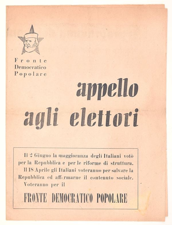 Bifolio propagandistico – “Appello agli elettori”, Fronte Democratico Popolare, 1948