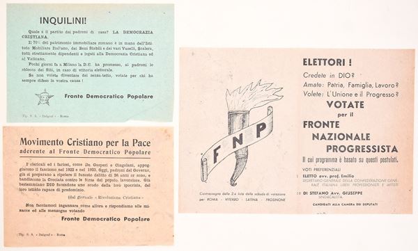 Stampati propagandistici elettorali del Fronte Democratico Popolare e del Fronte Nazionale Progressista, Roma, 1948