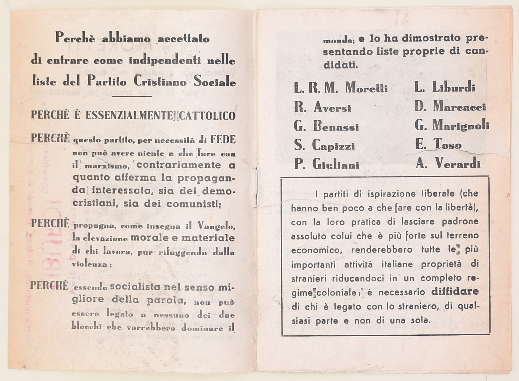 Partito Cristiano Sociale (Italia, 1948), Propaganda elettorale per le elezioni politiche del 194...