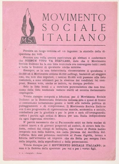 Movimento Sociale Italiano, Stampato propagandistico per le elezioni politiche del 1948