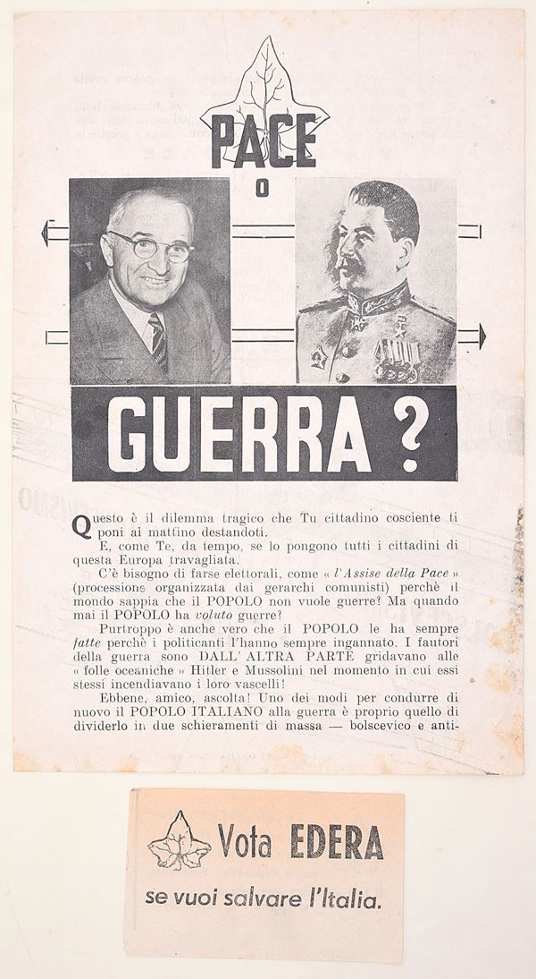Stampati propagandistici – Edera / Partito Repubblicano Italiano – Italia, 1948