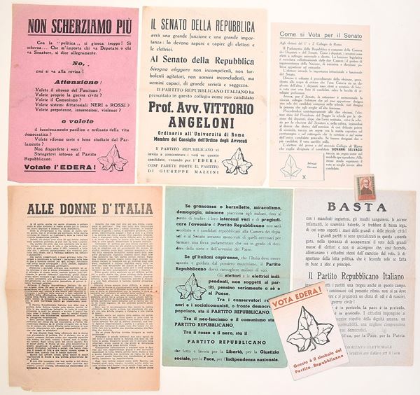 Lotto di materiale elettorale e propaganda politica – Italia, 1946