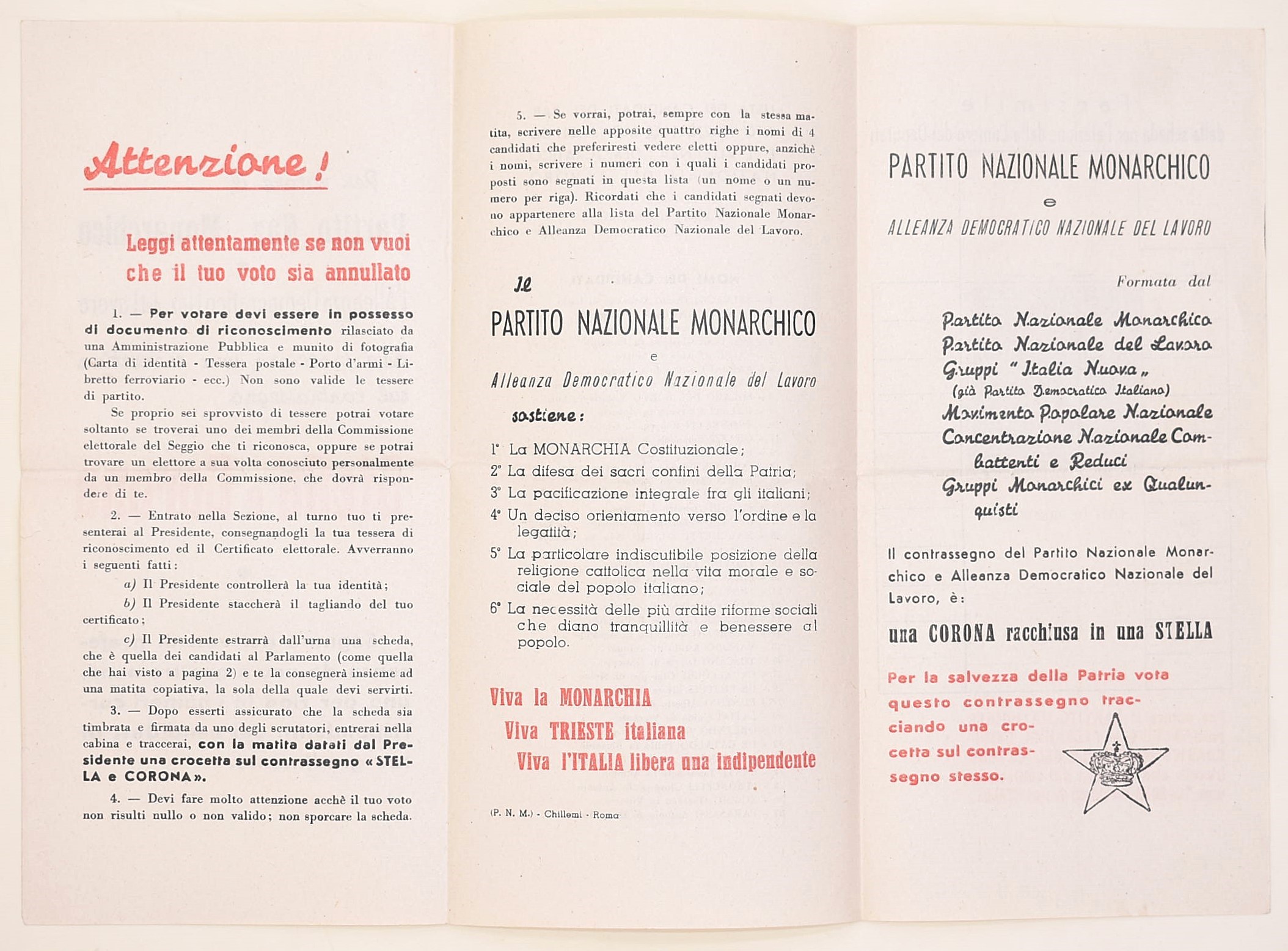 Partito Nazionale Monarchico, Propaganda monarchica italiana del dopoguerra (stampa su carta aran...