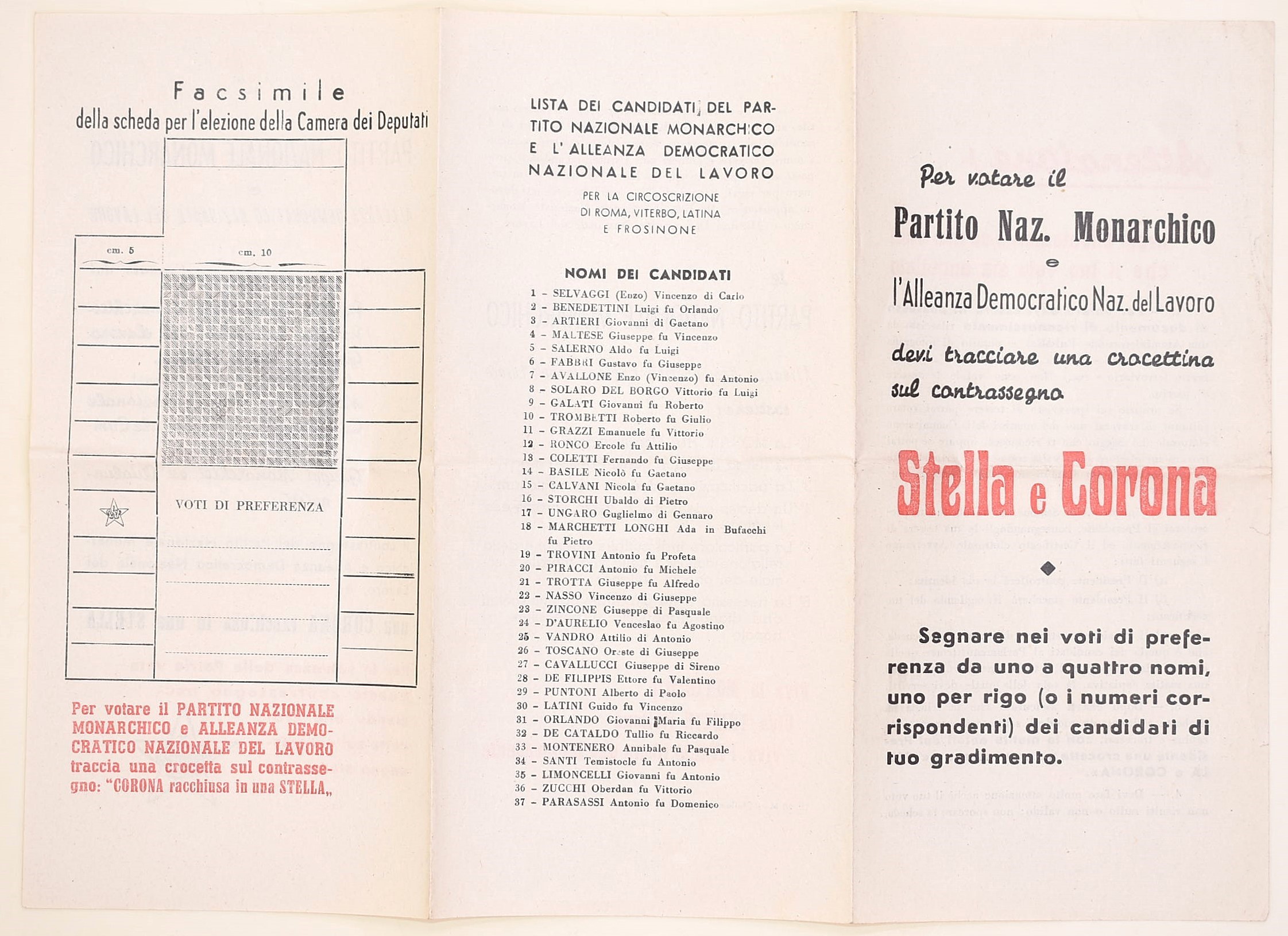 Partito Nazionale Monarchico, Propaganda monarchica italiana del dopoguerra (stampa su carta aran...