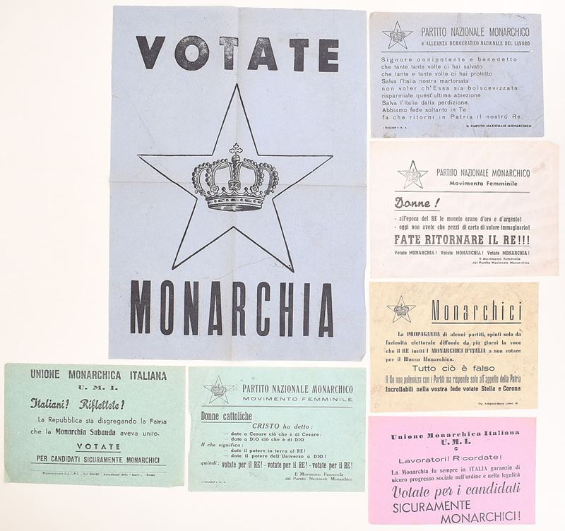 Stampati di propaganda elettorale monarchica italiana, Italia, secondo dopoguerra
