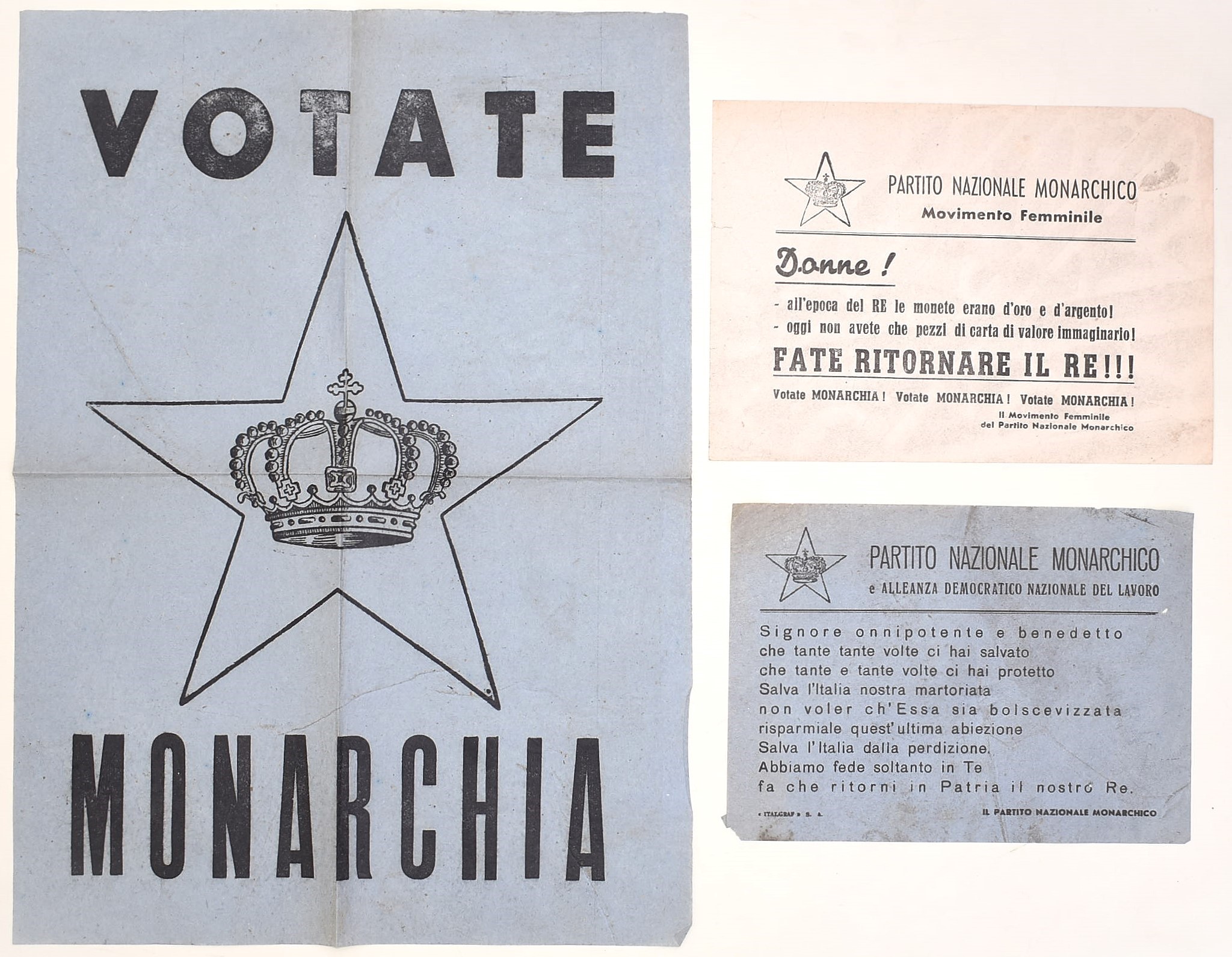 Stampati di propaganda elettorale monarchica italiana, Italia, secondo dopoguerra