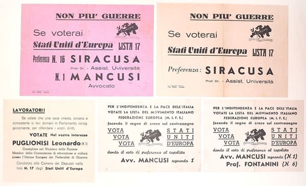 Volantini politici – Tip. Failli, Roma  - Asta Asta a Tempo - Il Secolo della Propaganda: manifesti, volantini, documenti politici ed ephemera d'archivio - Casa d'Aste Arcadia