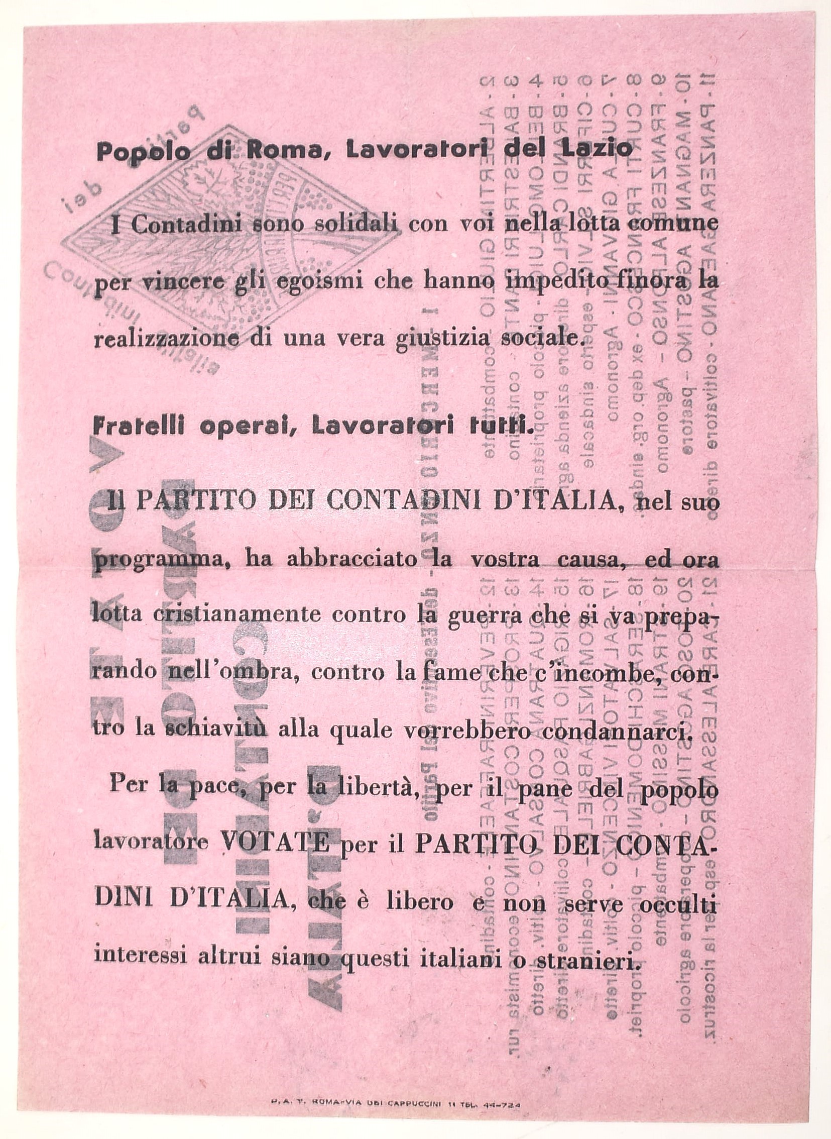Propaganda politica italiana del dopoguerra, 4 stampati elettorali su carta colorata