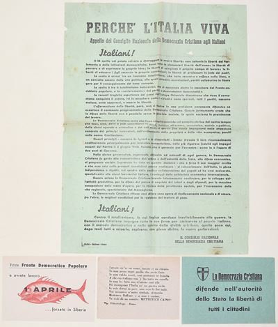 Fronte Democratico Popolare e Democrazia Cristiana, Fogli di propaganda politica (4 esemplari)