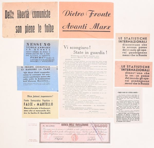 Volantini e stampati di propaganda elettorale anticomunista, Italia, 1948