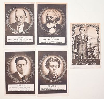 Volantini del Fronte Democratico Popolare, Serie illustrata con Gramsci, Marx, Lenin, Curiel e Gi...