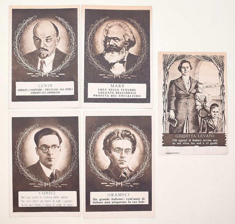 Volantini del Fronte Democratico Popolare, Serie illustrata con Gramsci, Marx, Lenin, Curiel e Gi...