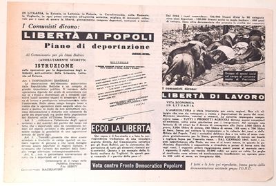 Volantino di propaganda politica, Libertà ai popoli; Civiltà sovietica (pieghevole) – seconda met...