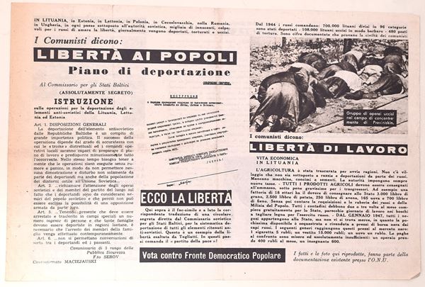 “Libertà ai popoli” e “Civiltà sovietica” – Volantino contro il Fronte Democratico Popolare