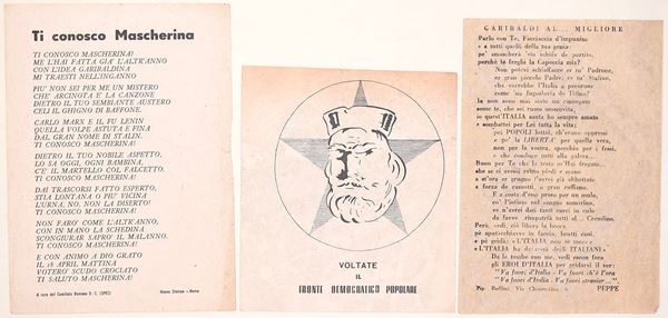 Volantini politici – Fronte Democratico Popolare / Area Democrazia Cristiana (Roma, 1948 ca.)  - Asta Asta a Tempo - Il Secolo della Propaganda: manifesti, volantini, documenti politici ed ephemera d'archivio - Casa d'Aste Arcadia