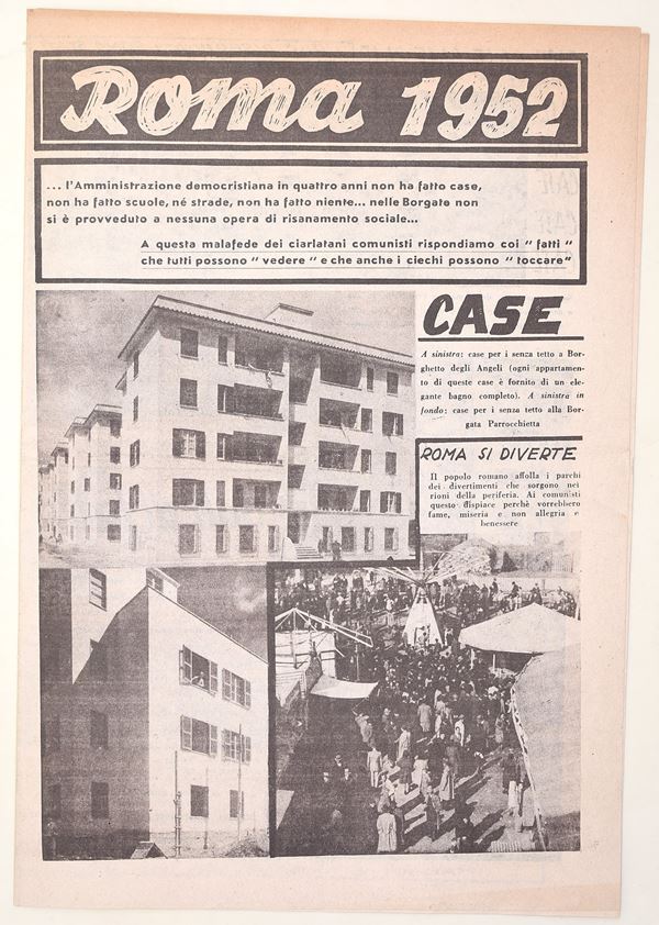 Roma 1952 – Opuscolo illustrato di propaganda amministrativa della Democrazia Cristiana (SPES Cristiana – S.I.M.A.C., Roma)