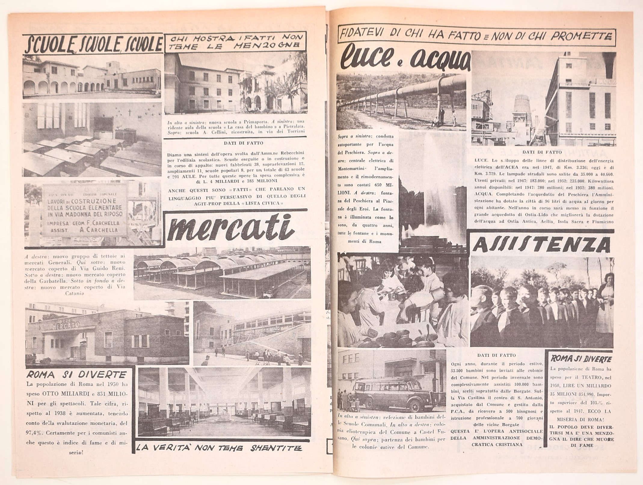 Democrazia Cristiana, Roma 1952 – Opuscolo illustrato di propaganda amministrativa