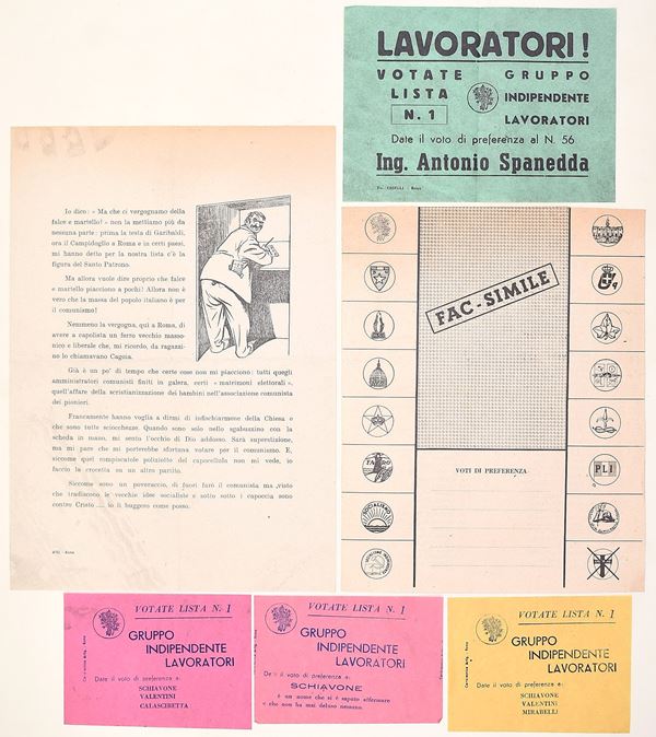 Volantini elettorali – Democrazia Cristiana e Gruppo Indipendente Lavoratori (Roma, anni ’50)