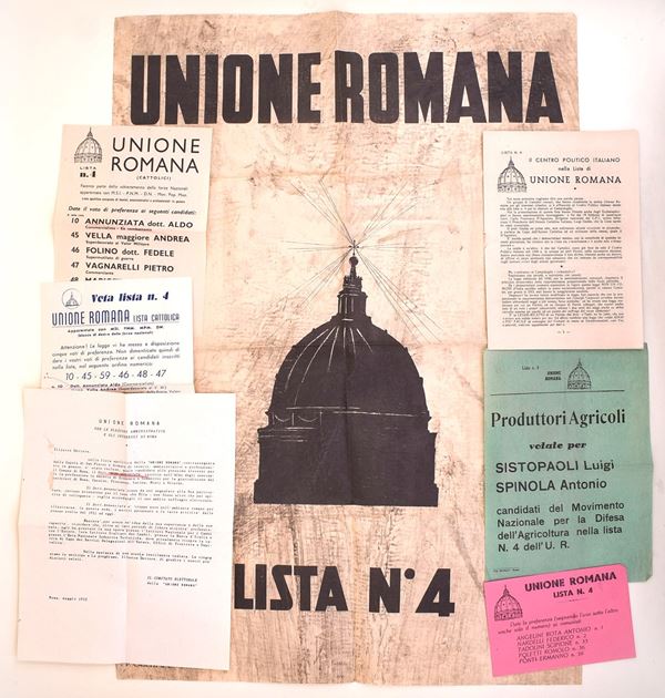 Materiale elettorale dell’Unione Romana, Roma, 1952 circa