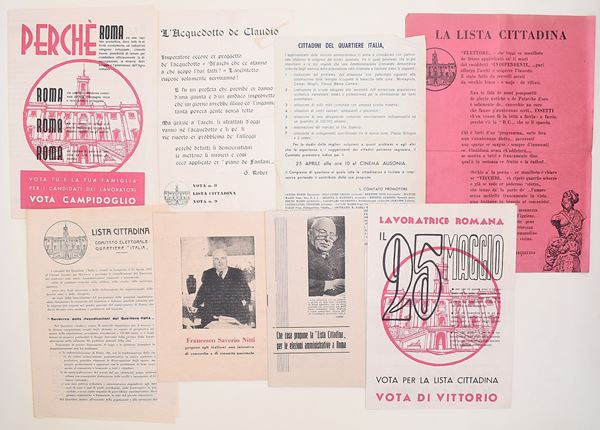 Materiale propagandistico della Lista Cittadina e materiale politico romano, Roma, 1952 circa
