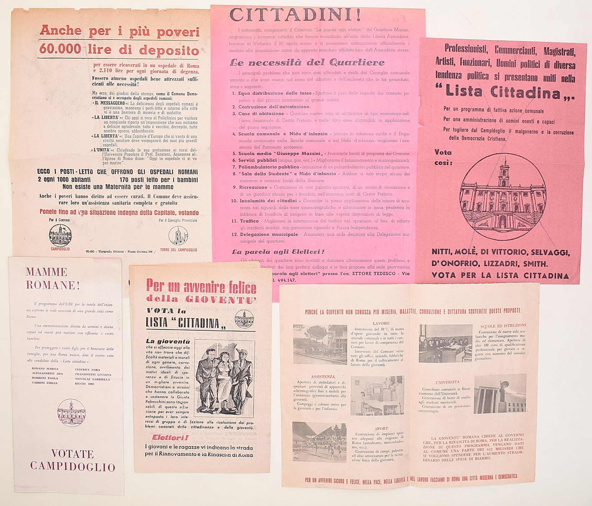 Materiale propagandistico, Lista Cittadina per le elezioni amministrative del Comune di Roma (195...