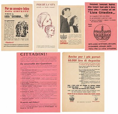 Volantini elettorali e pieghevoli della Lista Cittadina, Propaganda politica per le amministrativ...