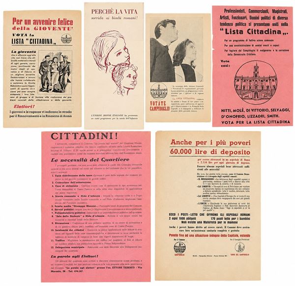 Volantini elettorali della Lista Cittadina per le amministrative di Roma, 1952