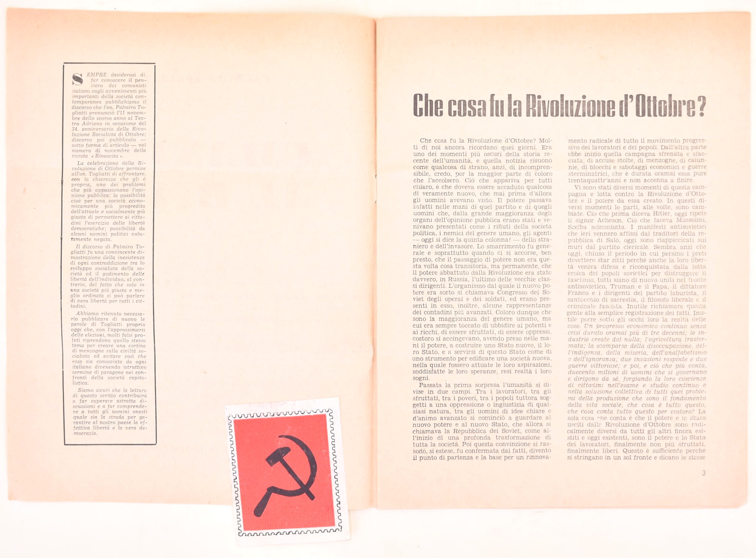 Propaganda politica comunista, Opuscoli su Palmiro Togliatti (estratti da “Rinascita”, 1951 ca.)