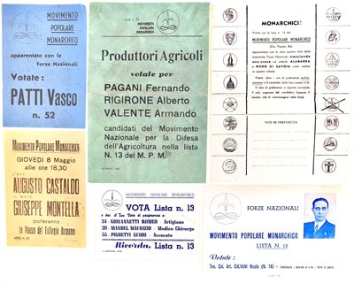 Movimento Popolare Monarchico, Materiale di propaganda elettorale (Roma, secondo dopoguerra), sei...
