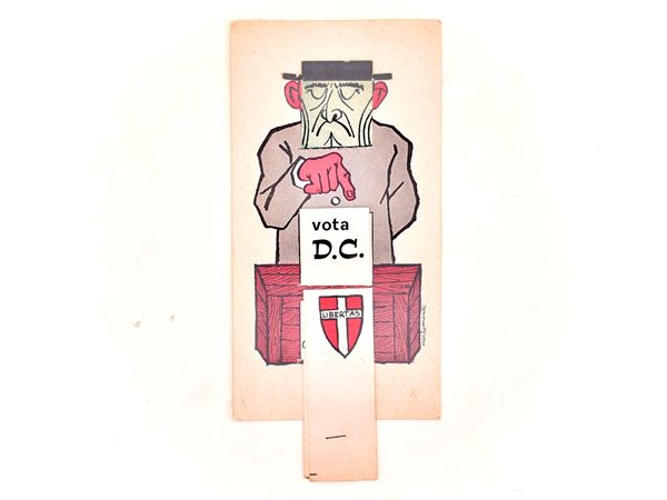 Carlomont: Cartoncino elettorale animato anti-D.C. e anti-P.C.I., secondo dopoguerra