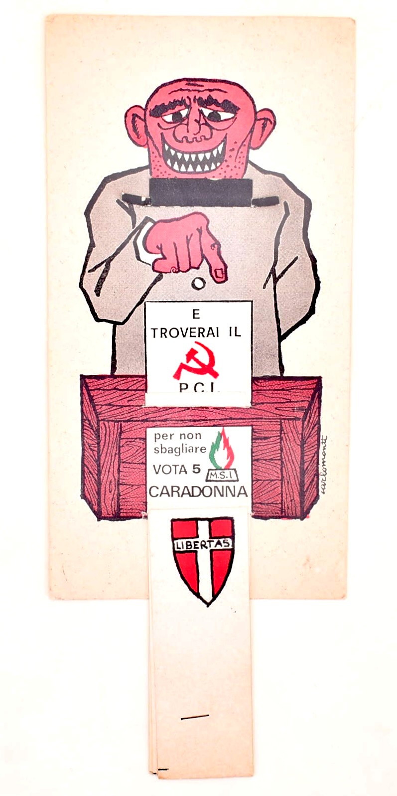 Carlomont, Cartoncino elettorale animato anti-D.C. e anti-P.C.I. (secondo dopoguerra)