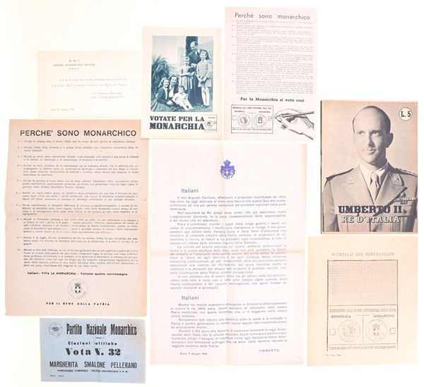 Propaganda monarchica, referendum istituzionale, Italia, 1946.   - Auction Time Auction - The Age of Propaganda: Posters, Flyers, Political Documents, and Archival Ephemera - Casa d'Aste Arcadia